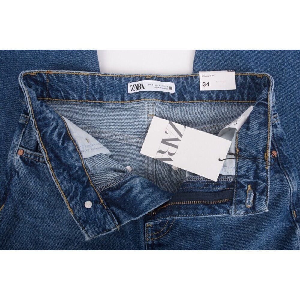 Zara Womens Jeans Denim Blue High Rise Straight Ankle US 2 EU 34 6164/176 NWT - Picture 6 of 7